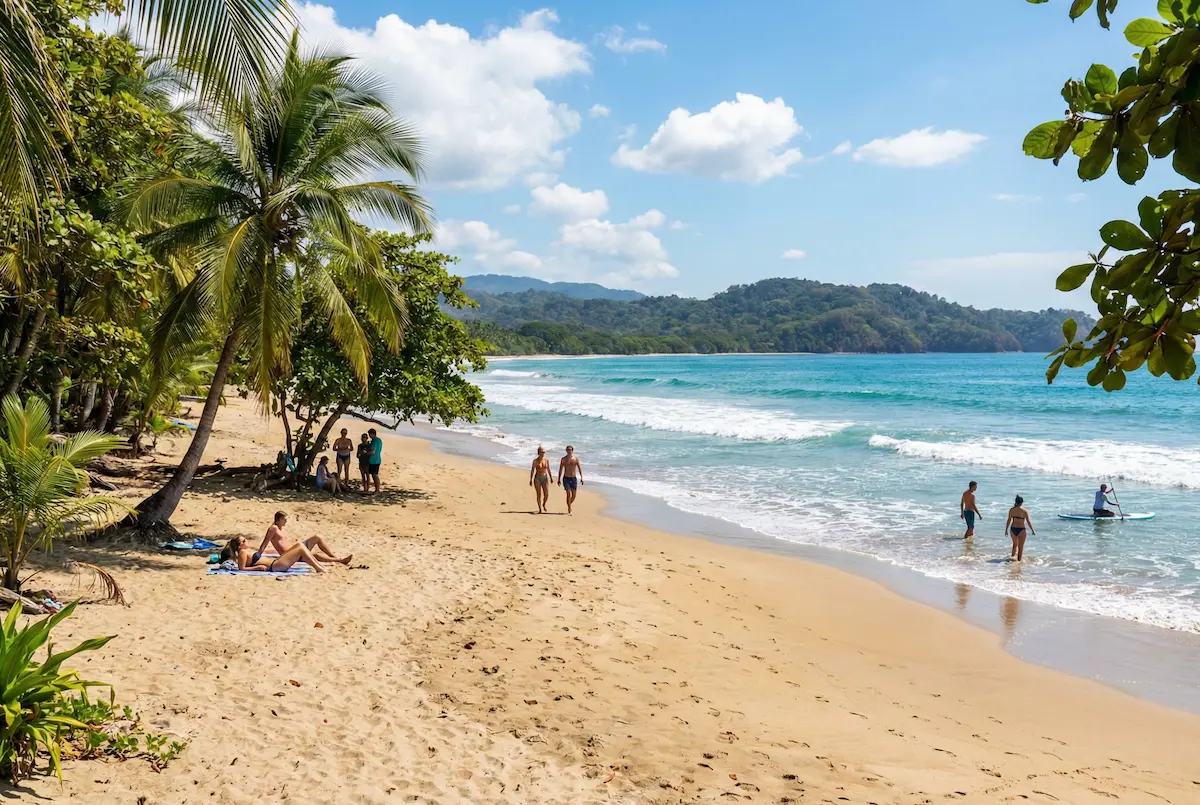 English teachers relaxing on a tropical beach in Manuel Antonio, Costa Rica