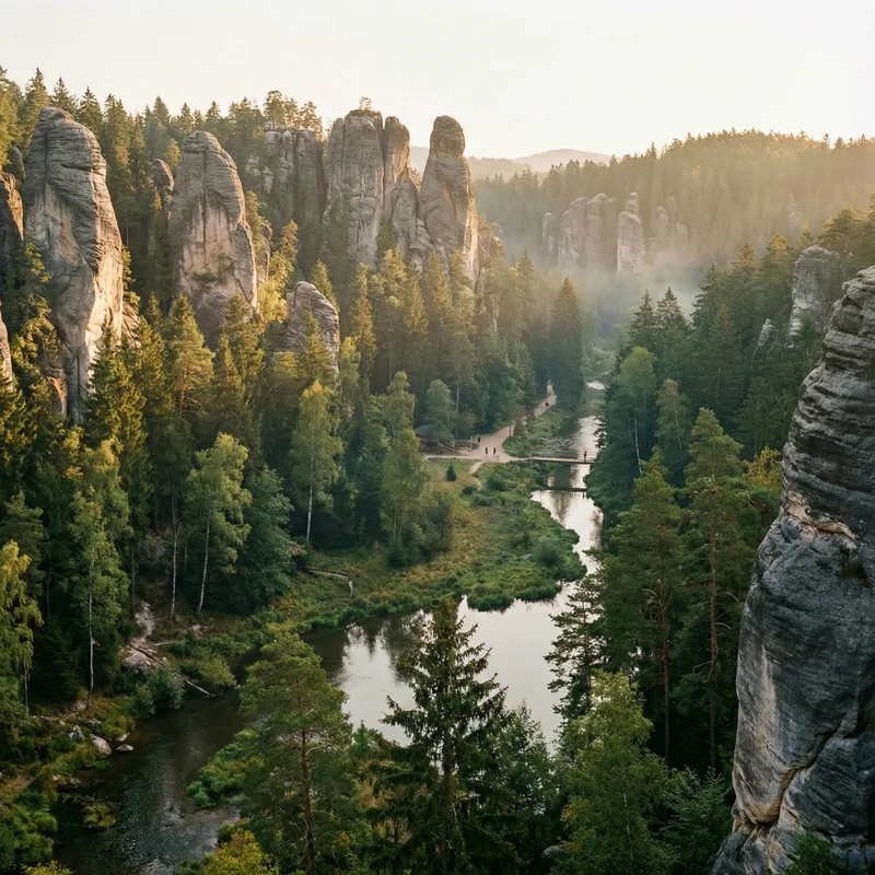 Beautiful nature landscape in Czechia for hiking and outdoor trips