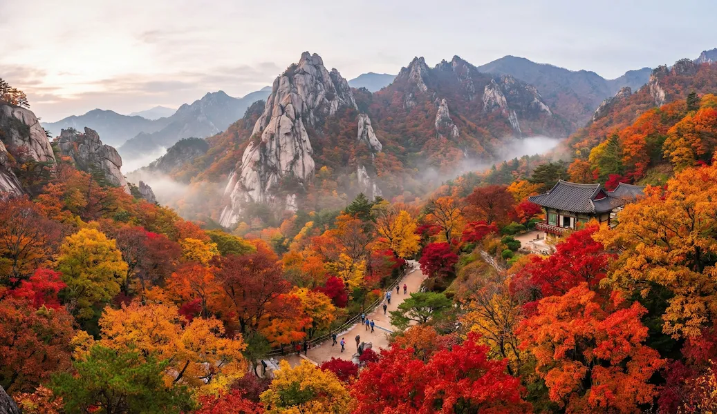 South Korea mountain landscape in autumn—outdoor travel and hiking while teaching abroad
