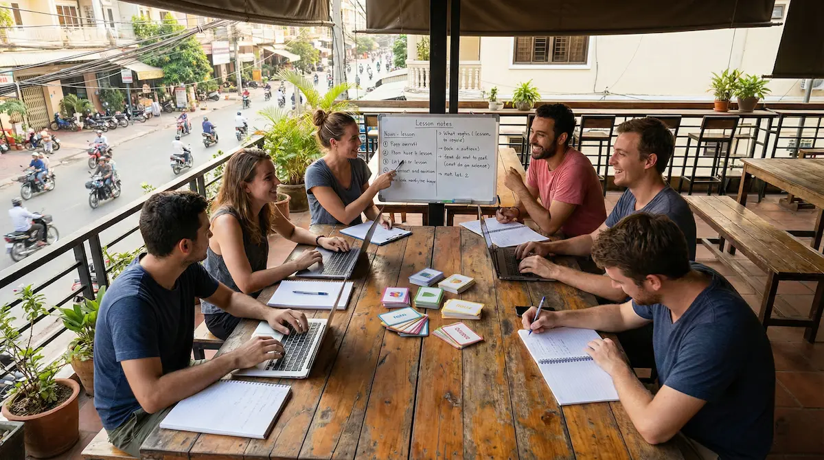 TEFL interns receiving in-country training during a myTEFL Cambodia internship
             loading=