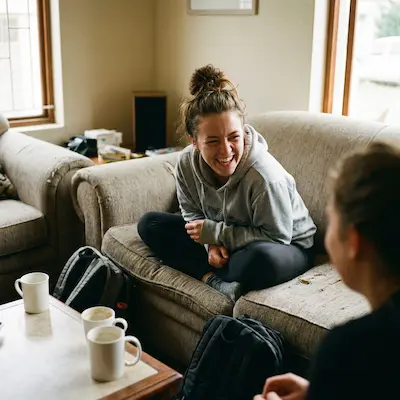 Emily from the UK relaxing in the volunteer house in Port Elizabeth