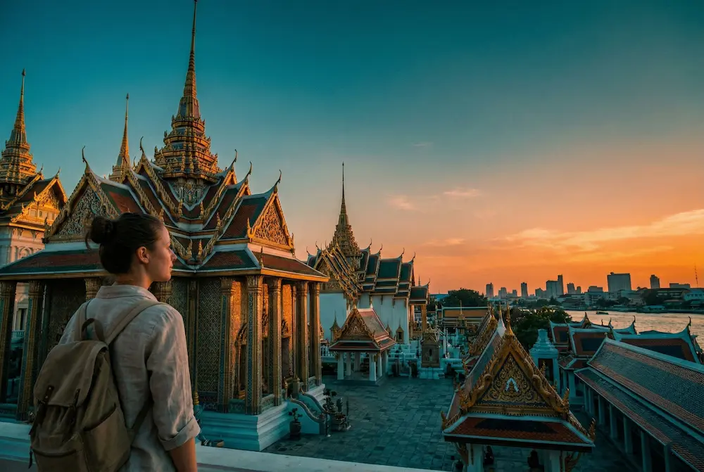 TEFL interns exploring Thai culture together at a historic temple